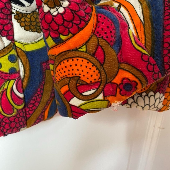 Vintage 60s 70s Jumpsuit Quilted Velvet Psychedelic Paisley Print Extra Small - Picture 5 of 7